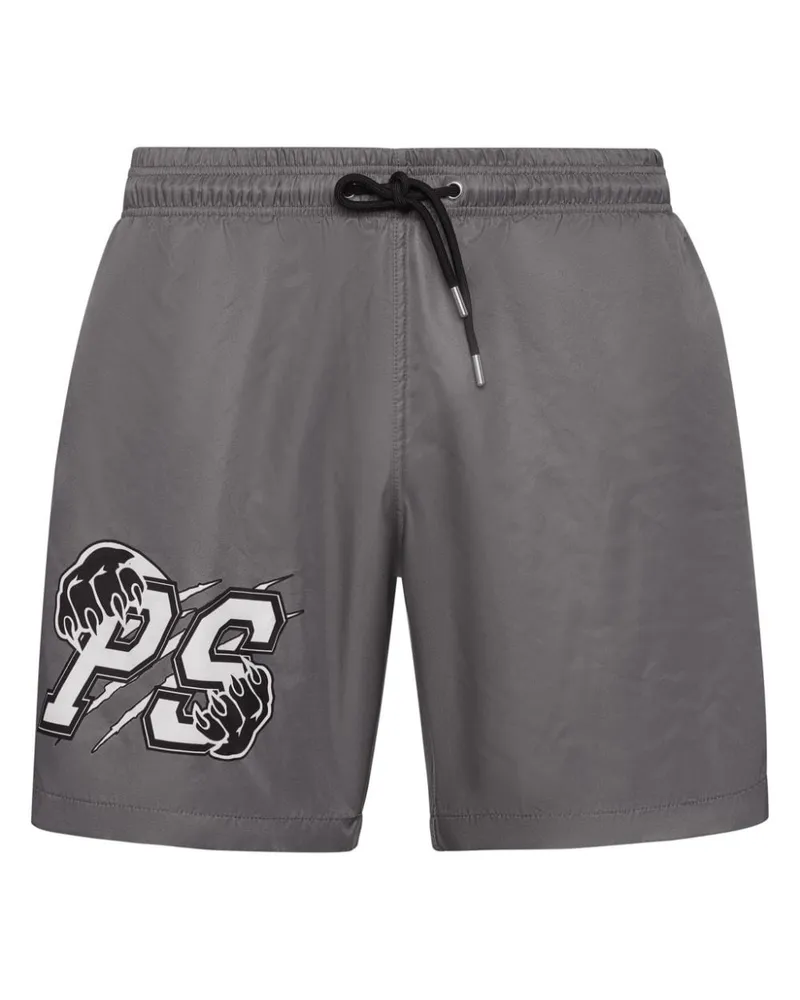 Philipp Plein Badeshorts mit Logo-Print - Grau Grau