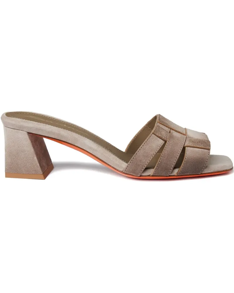 Santoni Sandalen mit Blockabsatz - Nude Nude