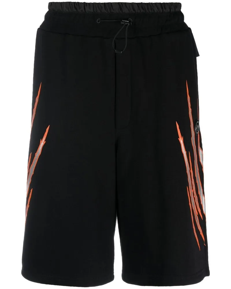 Philipp Plein Joggingshorts mit Kratzer-Print Schwarz