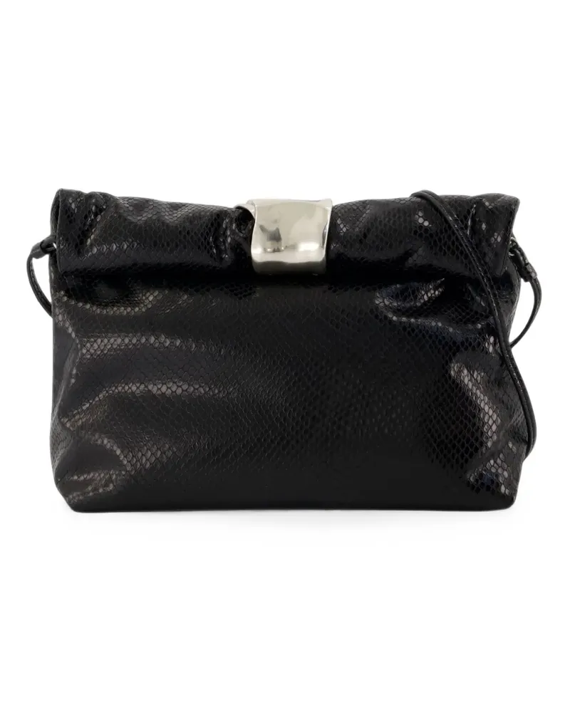 STAUD Cuff Clutch aus Leder mit Schlangeneffekt - Schwarz Schwarz