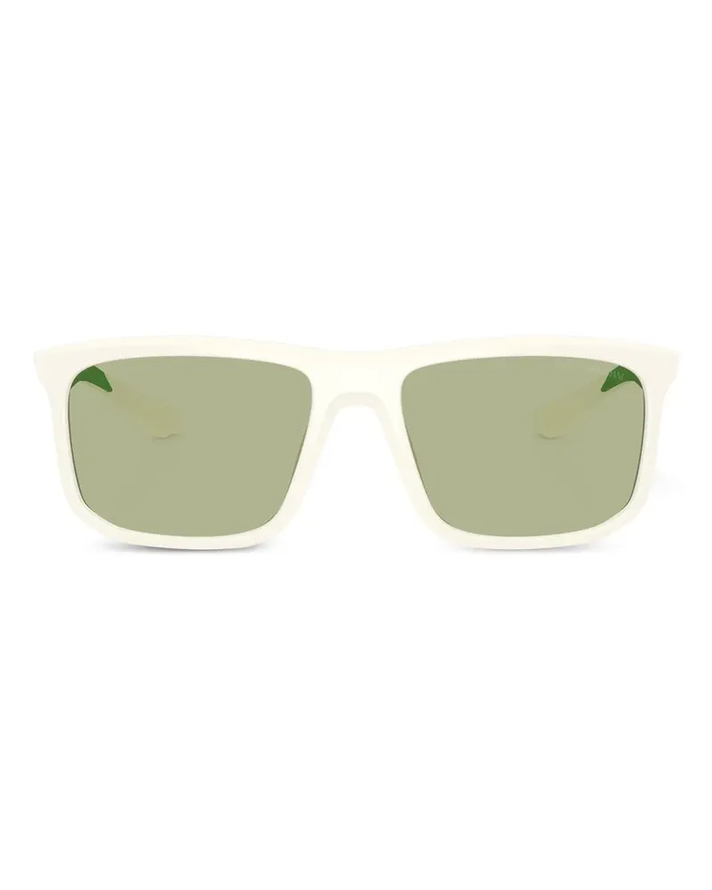 Emporio Armani Eckige Sonnenbrille mit Logo-Print - Weiß Weiß