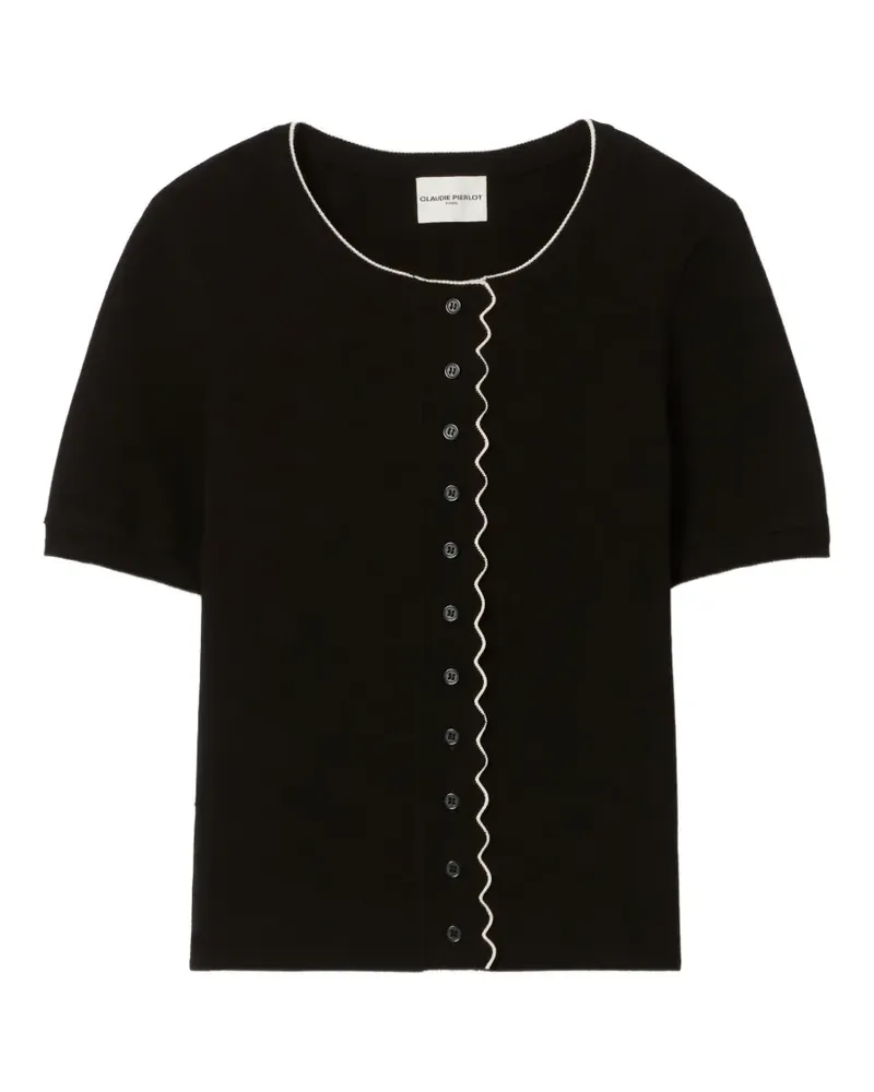 Claudie Pierlot buttoned wavy-trim cardigan - Schwarz Schwarz