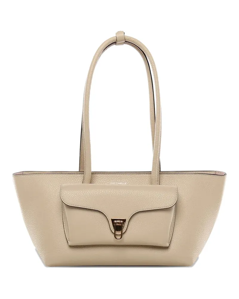 Coccinelle Leder-Tote Bag mit Außentasche - Nude Nude