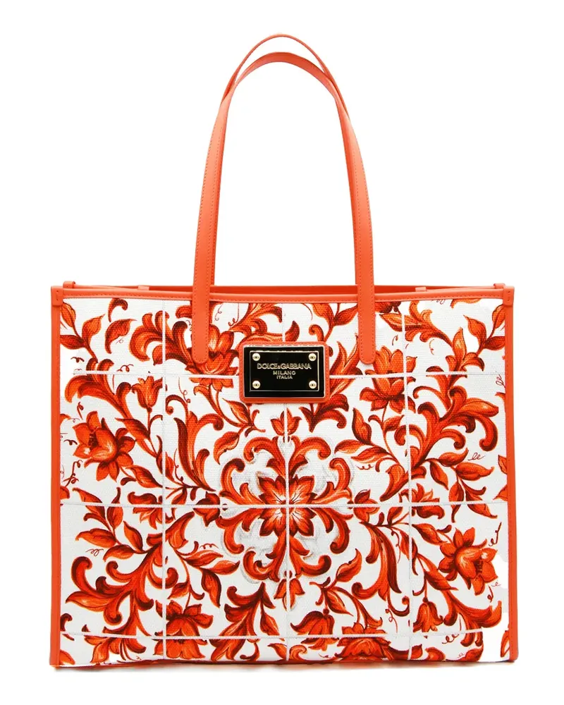 Dolce & Gabbana Maiolica-print tote bag - Orange Orange