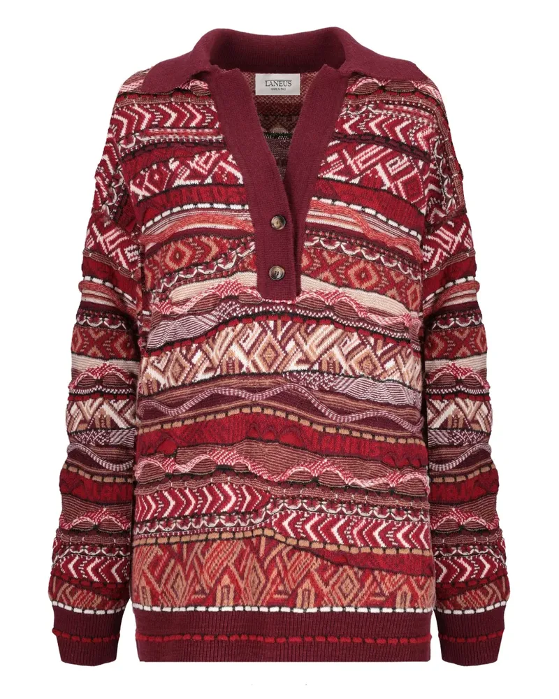 Laneus patterned polo knitwear - Rot Rot