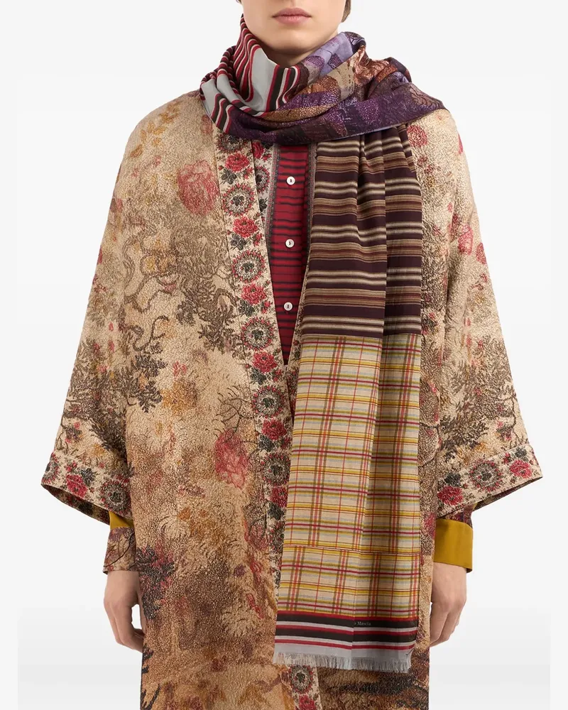 Pierre-Louis Mascia Gestreifter Schal im Patchwork-Look - Braun Braun