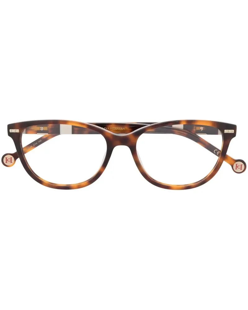 Carolina Herrera New York Geometrische Brille in Schildpattoptik - Braun Braun