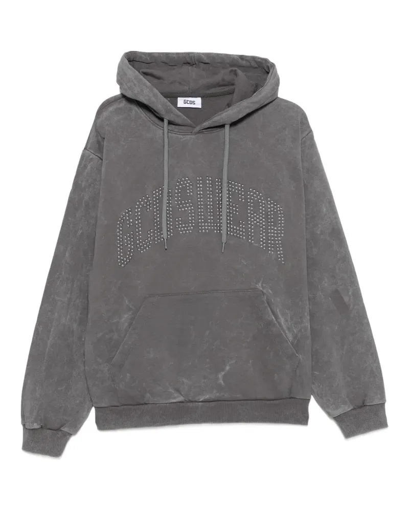 GCDS Ausgeblichener Hoodie mit Nieten - Grau Grau