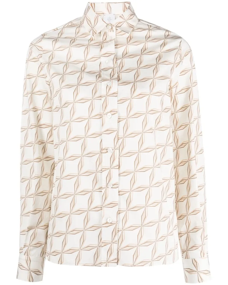 Eleventy Hemd mit geometrischem Print - Weiß Weiß