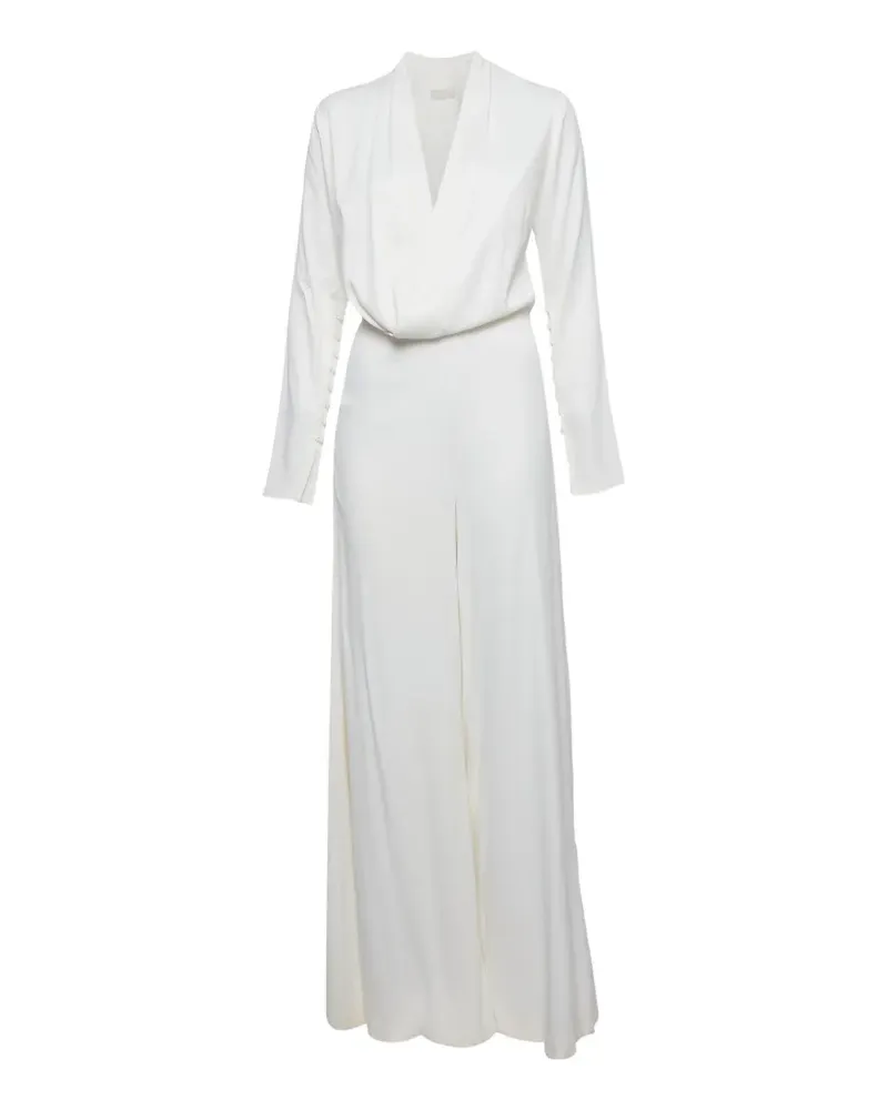 Les Héroïnes by Vanessa Cocchiaro Jumpsuit aus Satin mit V-Ausschnitt - Weiß Weiß