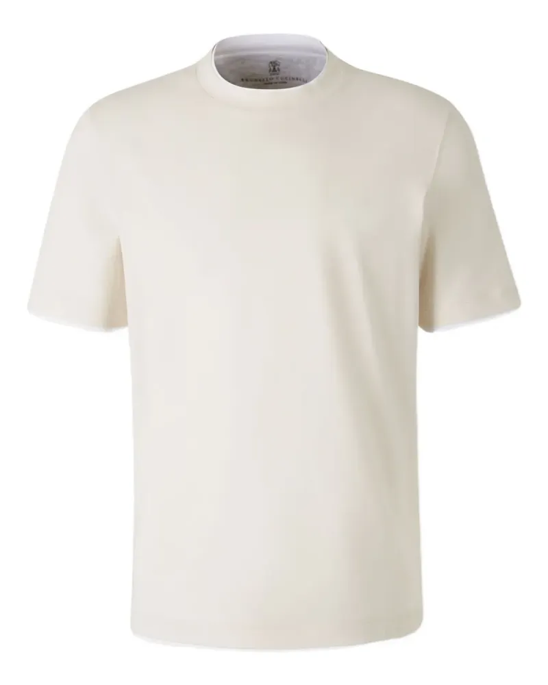 Brunello Cucinelli T-Shirt mit gerippten Details - Weiß Weiß