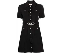 Kurzes Hemdkleid mit Gürtel - Schwarz