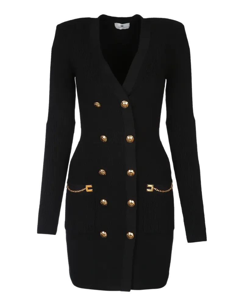 Elisabetta Franchi jewel-button chain-detail knitted mini dress - Schwarz Schwarz