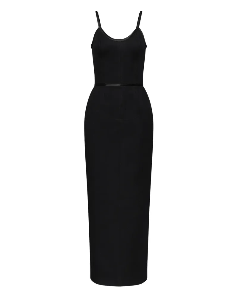 Thom Browne satin-detail tipped maxi dress - Schwarz Schwarz