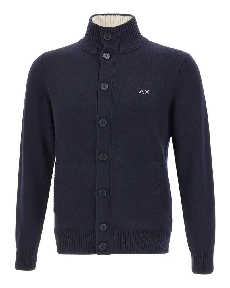 Sun68 Geknöpfter Cardigan mit Stehkragen - Blau Blau