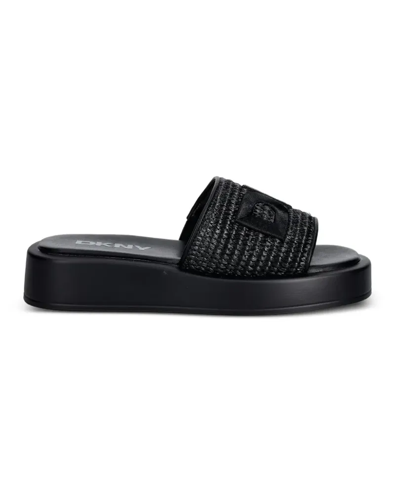 DKNY Flache Sandalen mit Logo-Patch - Schwarz Schwarz