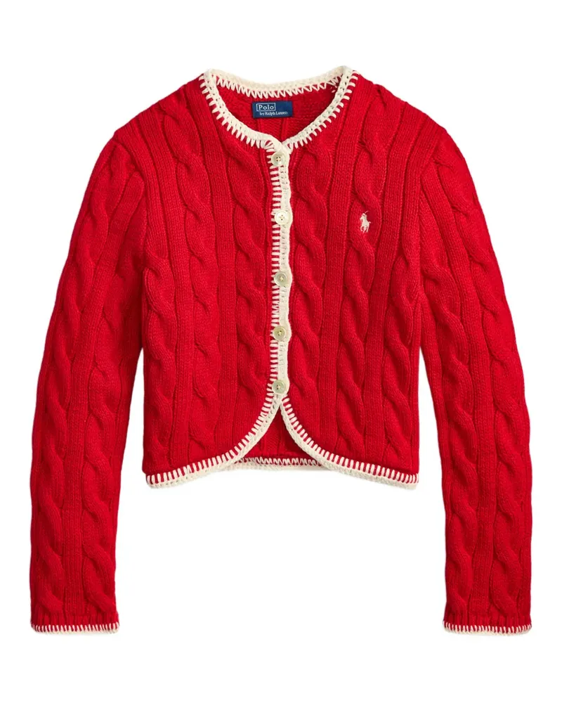 Ralph Lauren Cropped-Cardigan mit Zopfmuster - Rot Rot