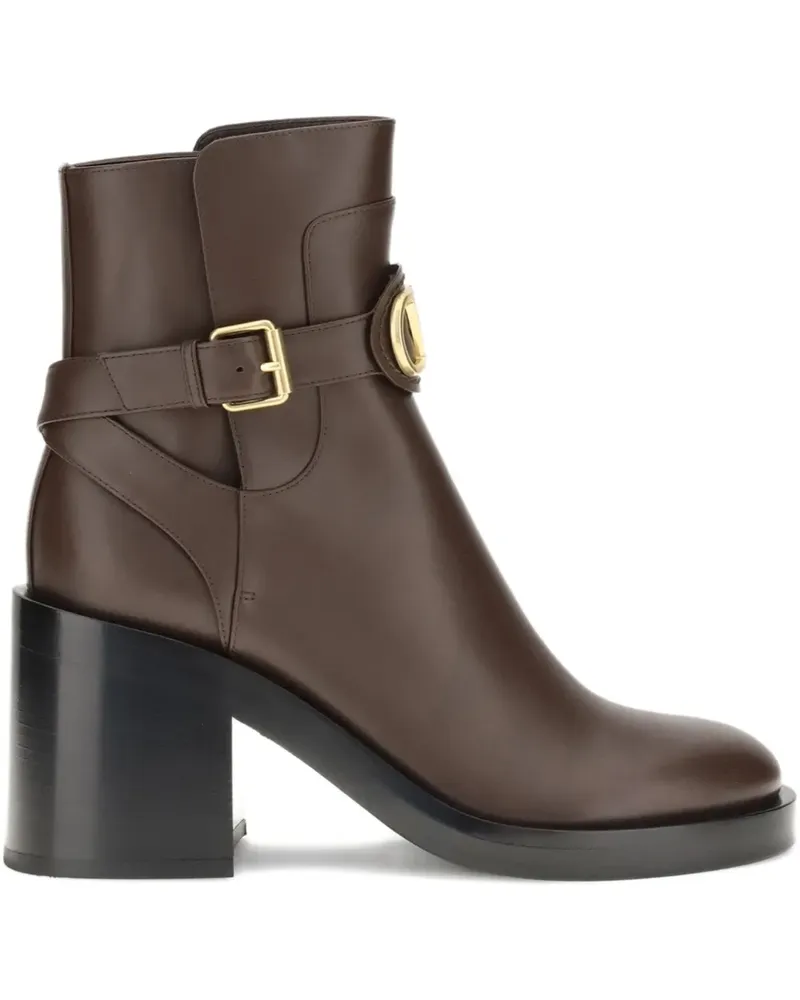 Valentino Garavani Signature Stiefeletten mit V-Logo 90mm - Braun Braun