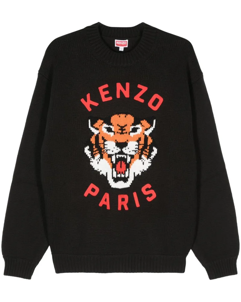 Kenzo Lucky Tiger Intarsien-Pullover - Schwarz Schwarz