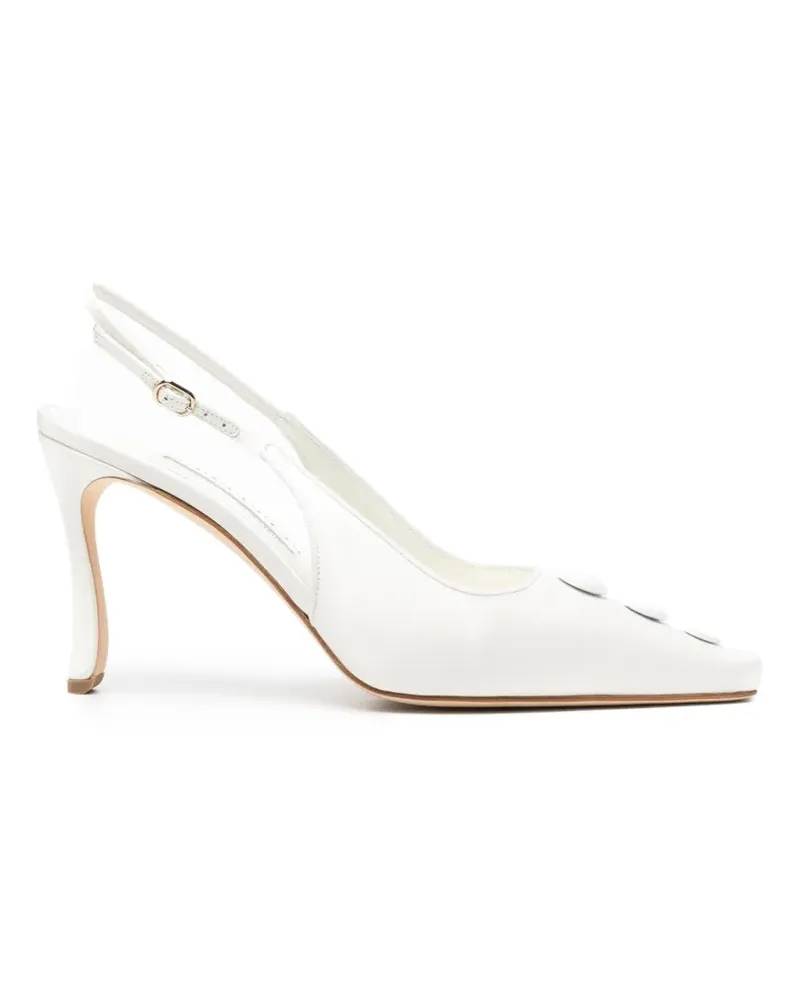 Manolo Blahnik Alexa button-embellished slingback pumps - Weiß Weiß