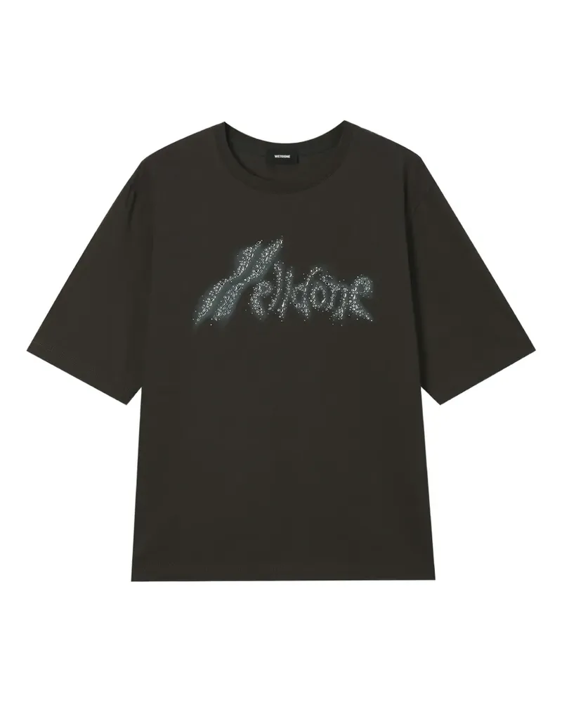 WE 11 DONE crystal-embellished logo T-shirt - Grau Grau