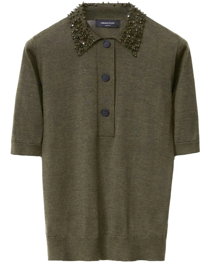 Fabiana Filippi Poloshirt mit besticktem Kragen - Grün Grün