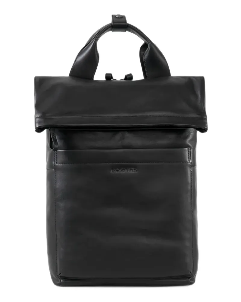 Bogner Calgary Leon Foldover-Rucksack aus Leder - Schwarz Schwarz