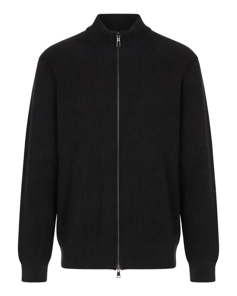 Diktat ribbed zip-up cardigan - Schwarz Schwarz