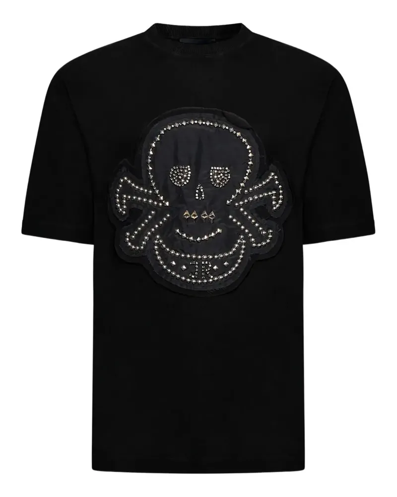 John Richmond Maxi Decoro Skull T-Shirt mit Totenkopf - Schwarz Schwarz