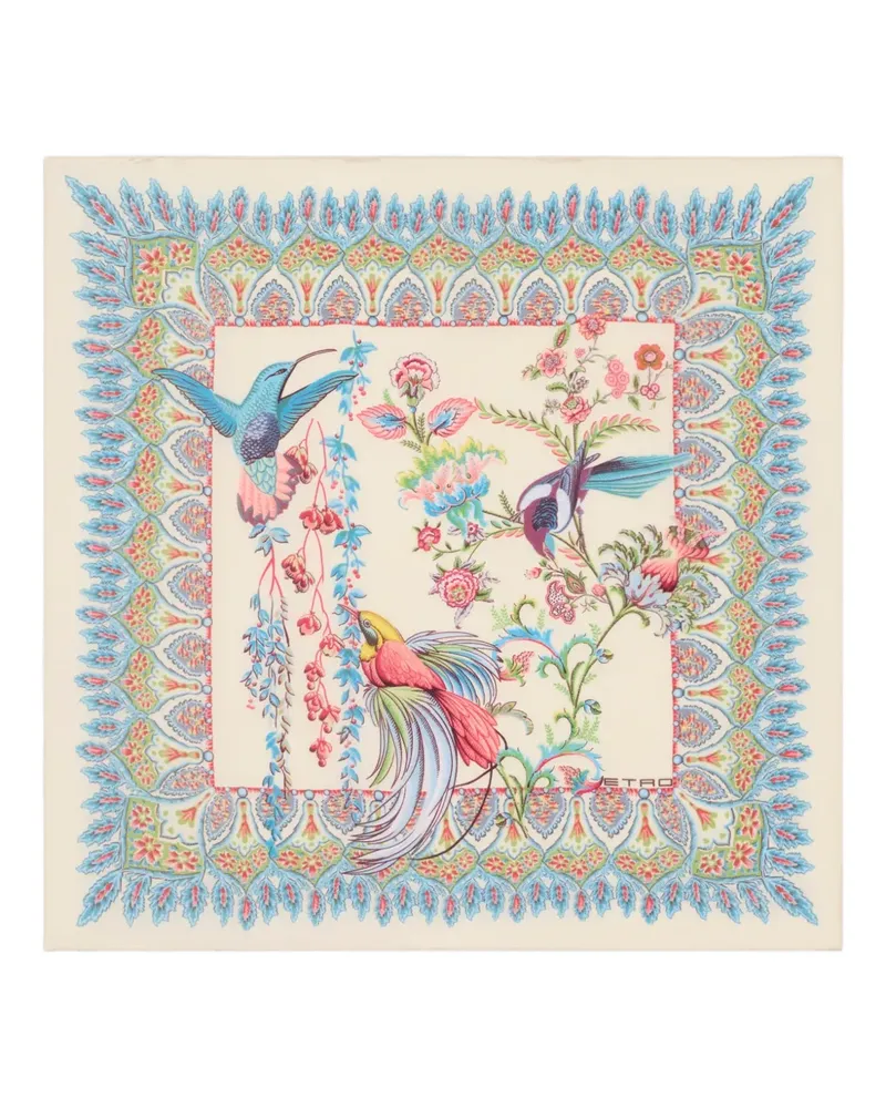 Etro Flora Fauna Einstecktuch aus Seide - Nude Nude