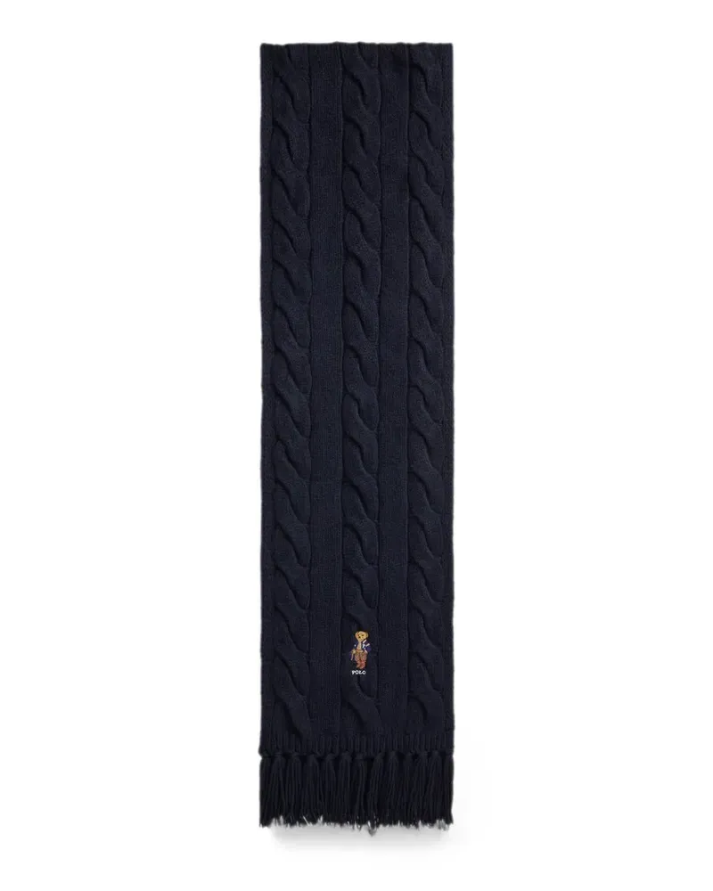 Ralph Lauren Gestrickter Schal mit Polo Bear - Blau Blau