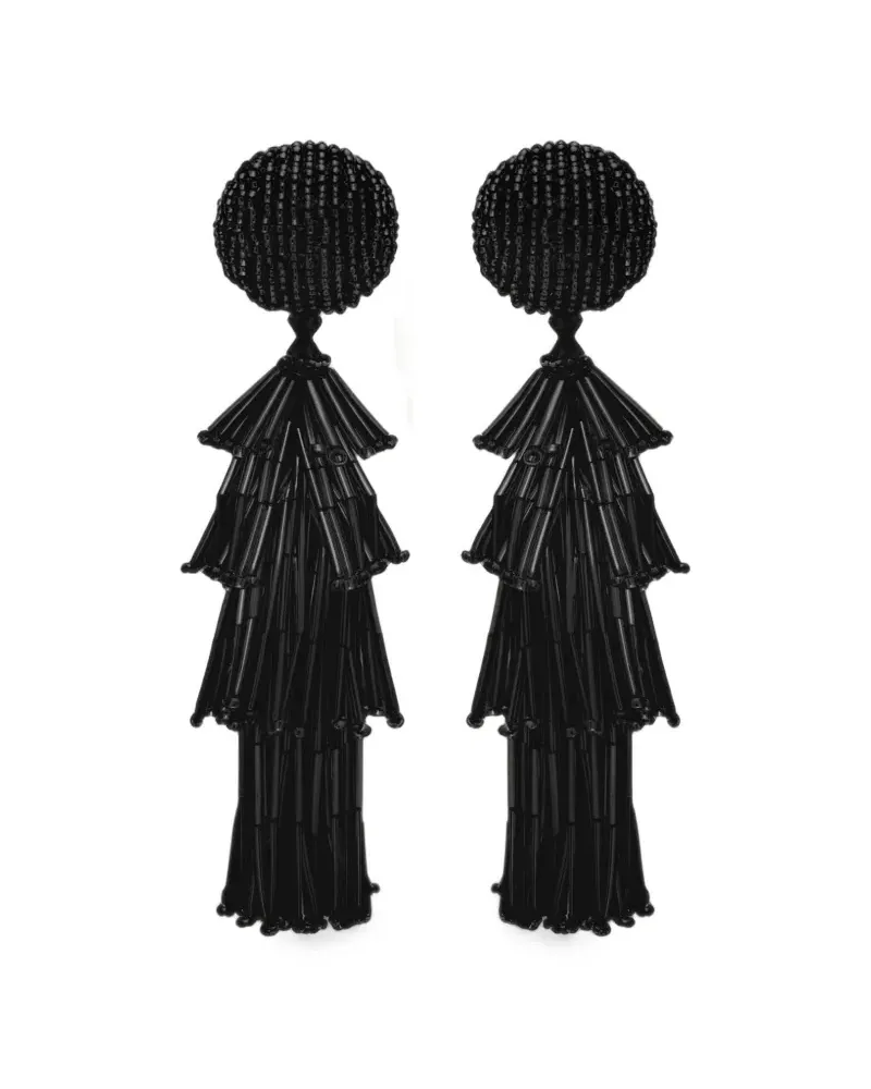 Oscar de la Renta Perlenohrringe mit Quaste - Schwarz Schwarz