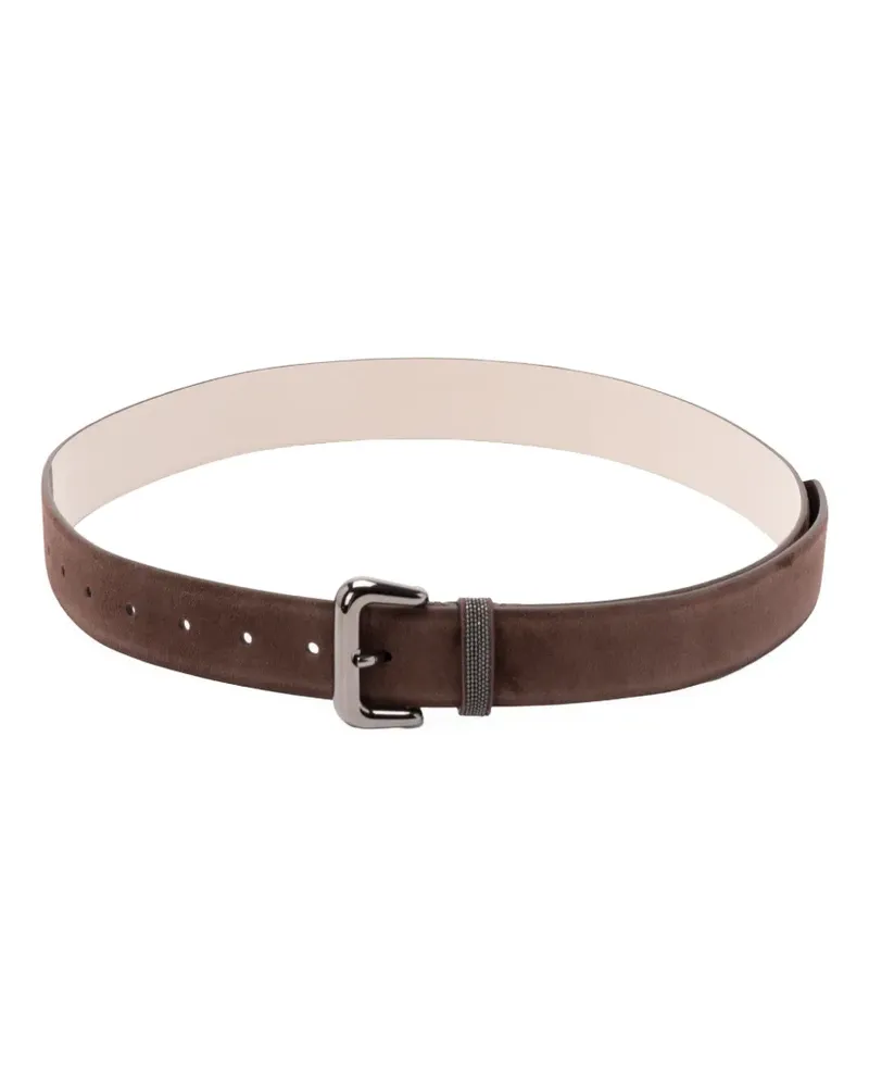 Brunello Cucinelli monili-embellished suede belt - Braun Braun