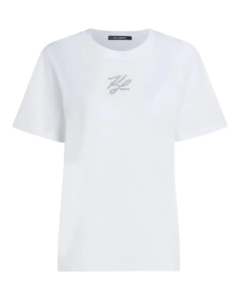 Karl Lagerfeld rhinestone autograph T-shirt - Weiß Weiß