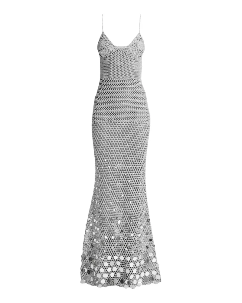 Casablanca Paris crochet sequin-embellished dress - Silber Silber