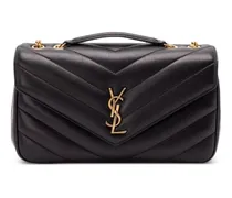 Mittelgroße Loulou Matelassé-Schultertasche - Schwarz