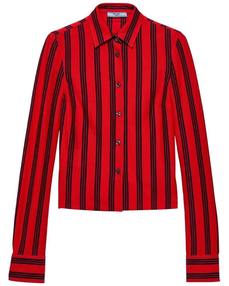 Prada Gestreiftes Pikee-Hemd - Rot Rot