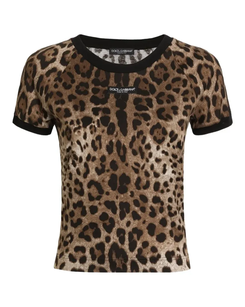 Dolce & Gabbana leo-print jersey t-shirt - Nude Nude