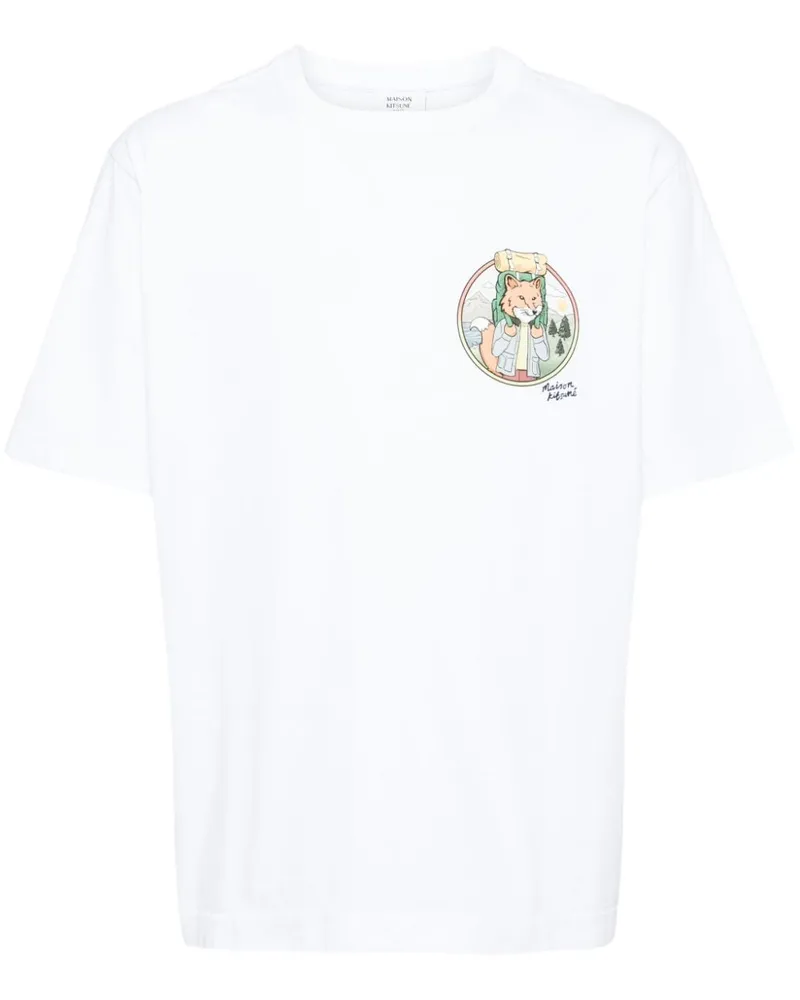 Kitsuné T-Shirt mit grafischem Print Weiß