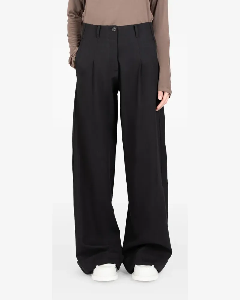 Société Anonyme Bundfaltenhose mit Logo-Stickerei - Schwarz Schwarz