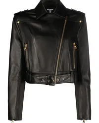 Balmain Lederjacke im Biker-Look Schwarz