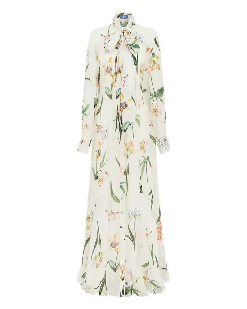 LEO LIN Lilith floral tie-neck maxi dress - Weiß Weiß