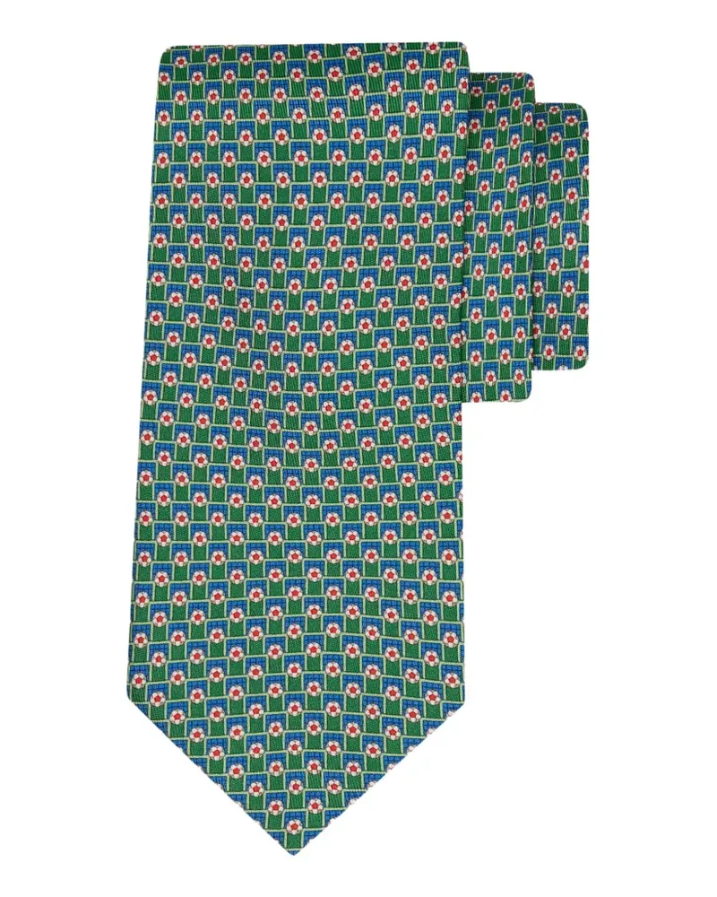 Ferragamo Tournament print silk tie - Citymatch Capsule - Grün Grün