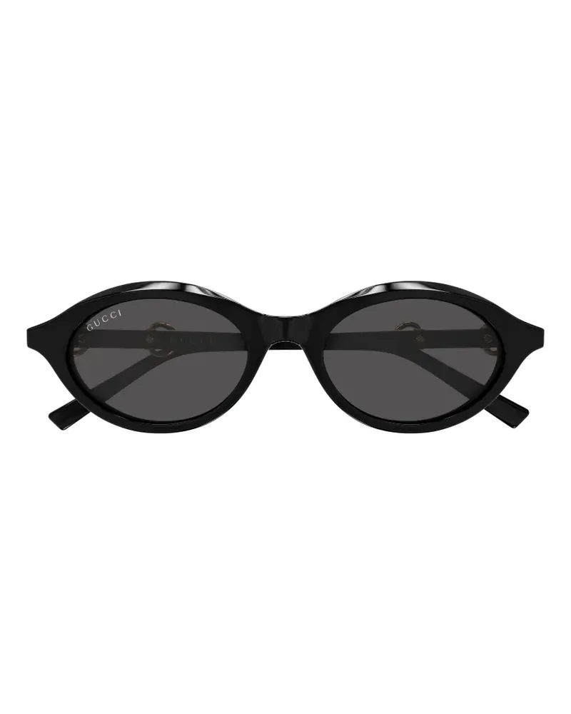 Gucci Sonnenbrille mit ovalem Gestell - Schwarz Schwarz