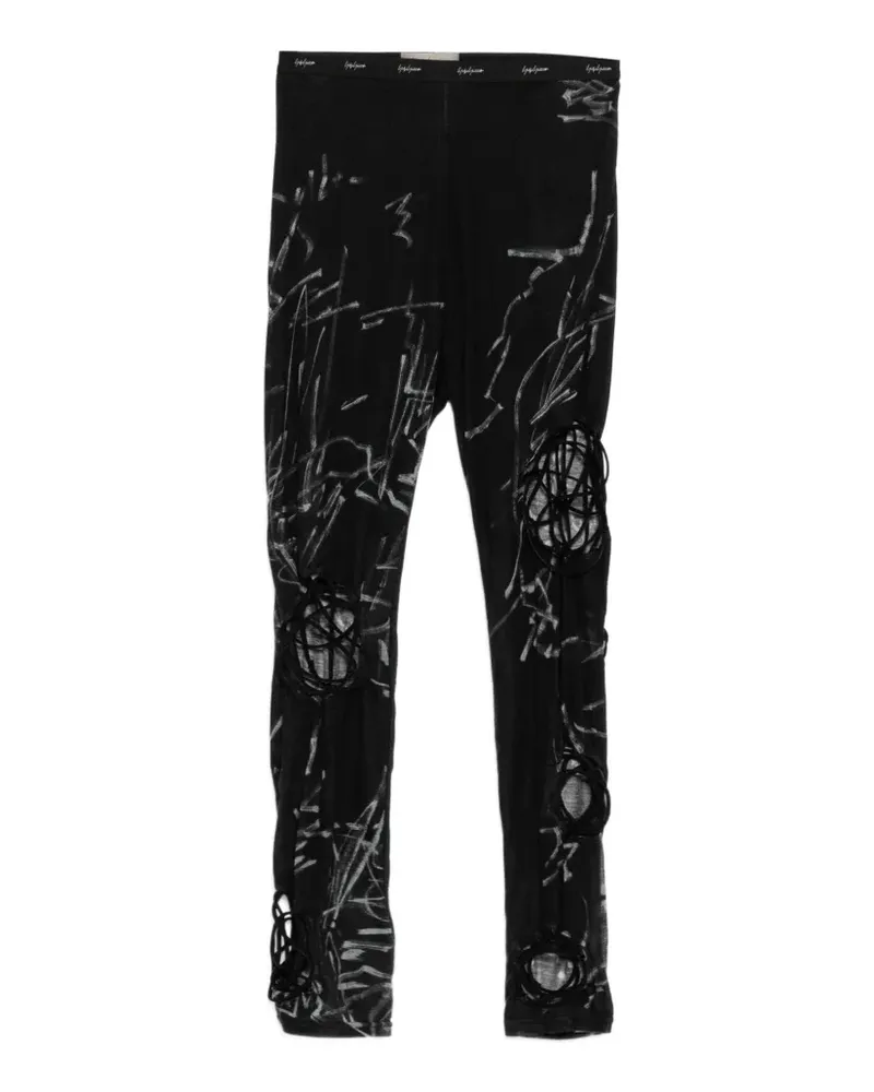 Yohji Yamamoto Leggings mit abstraktem Print - Schwarz Schwarz