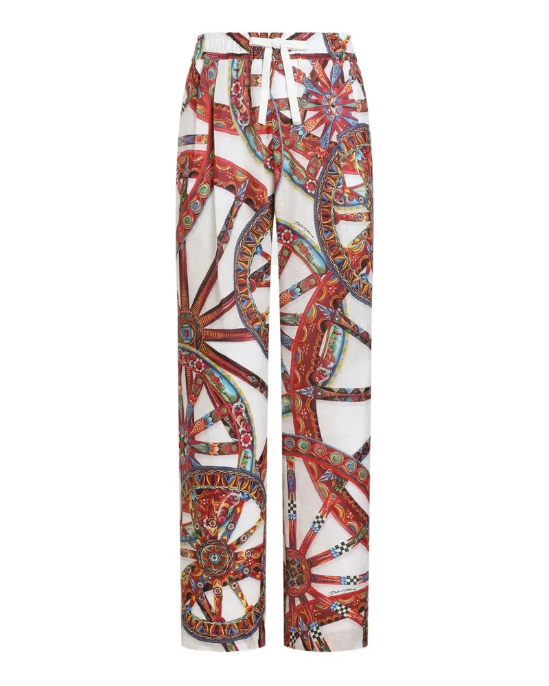 Dolce & Gabbana Carretto-print drawstring trousers - Weiß Weiß