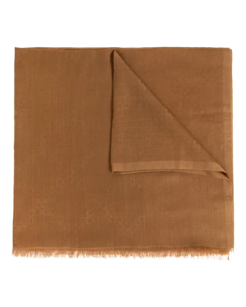 Ferragamo Gancini-monogram frayed scarf - Braun Braun