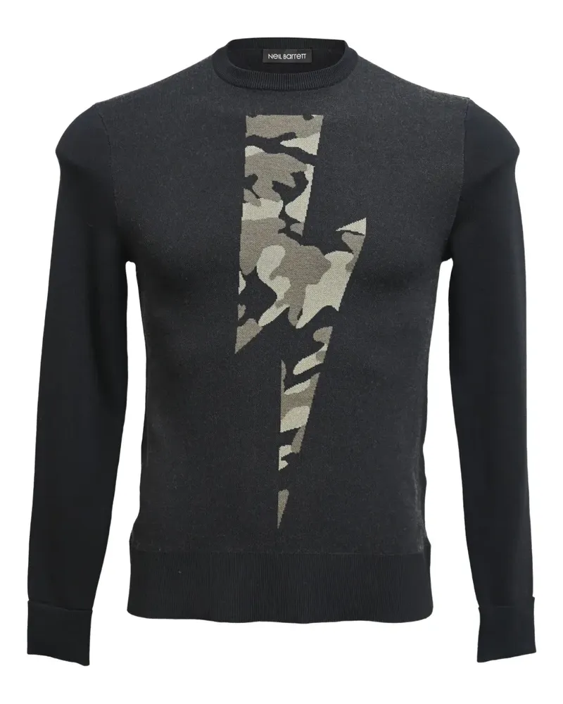Neil Barrett camo lightning-bolt sweater - Grau Grau