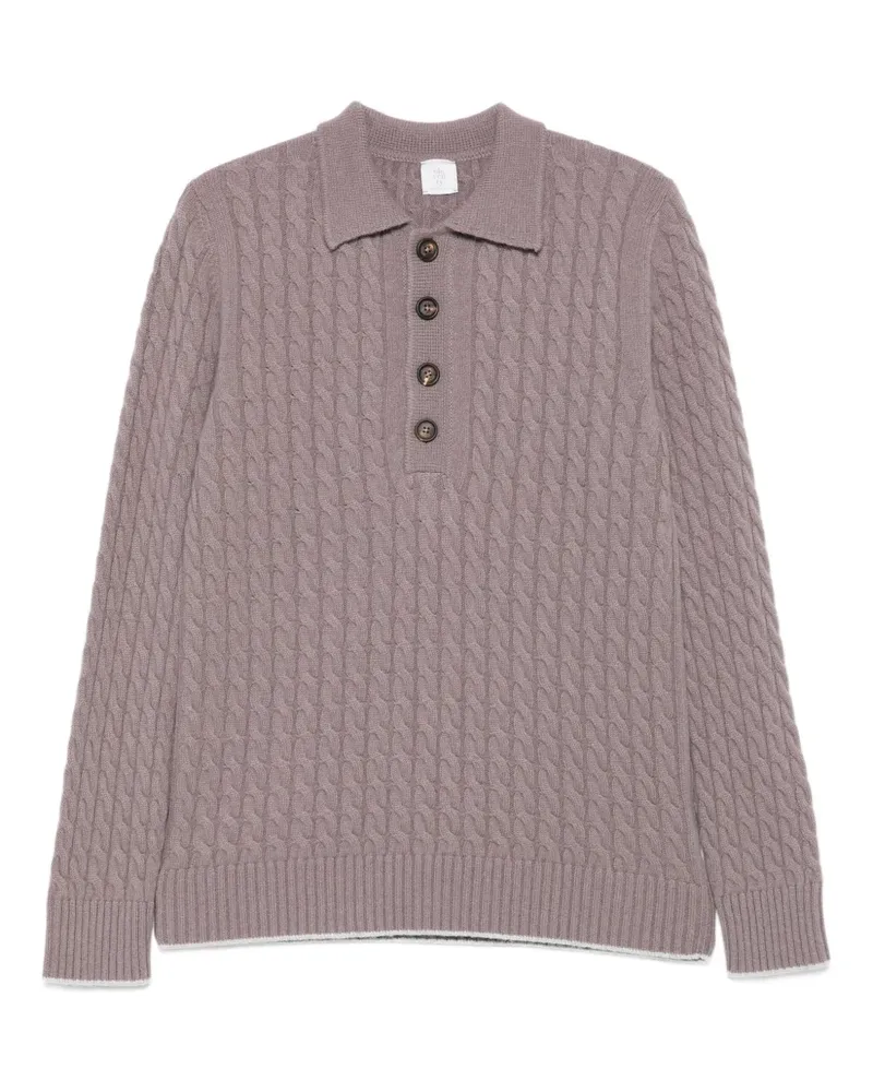 Eleventy Polo-Pullover mit Zopfmuster - Rosa Rosa