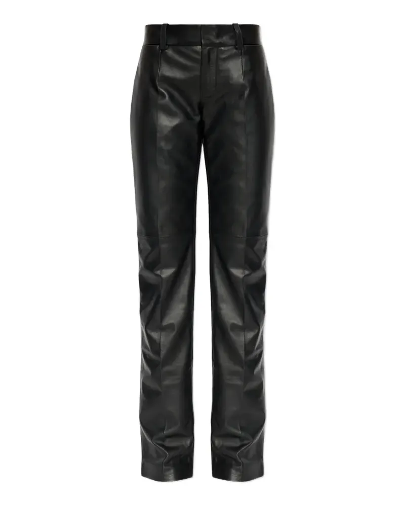 Dsquared2 Black wash logo-plaque leather trousers - Schwarz Schwarz